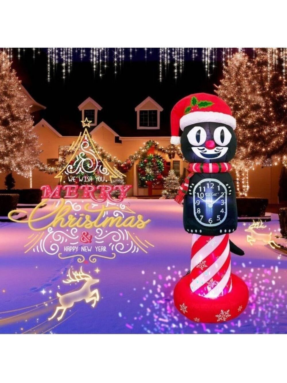 6-Foot Inflatable Kit-Cat Klock with Animated Tail and Rotating Lights
